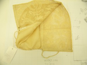 Cap McCord Museum #M980.4.26 photo by author. Cap laid open to see inside details. 